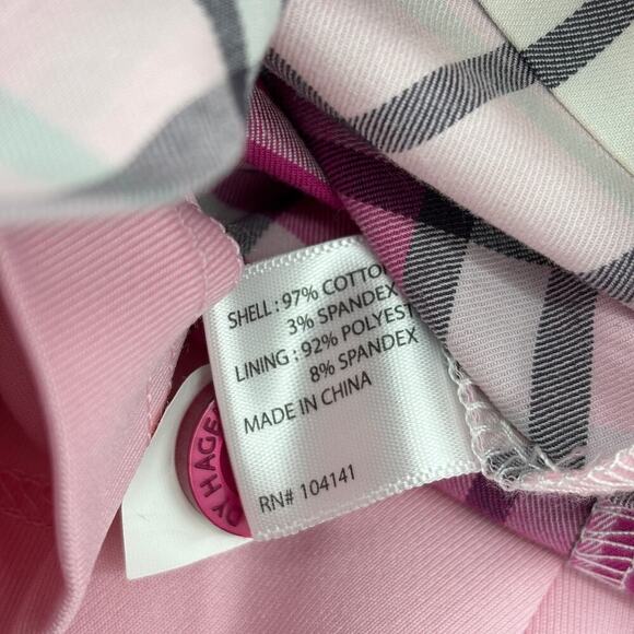 Lady Hagen Golf Skort Size 16 Pink Plaid Breast Cancer Logo Built in Shorts Zip - Picture 10 of 11